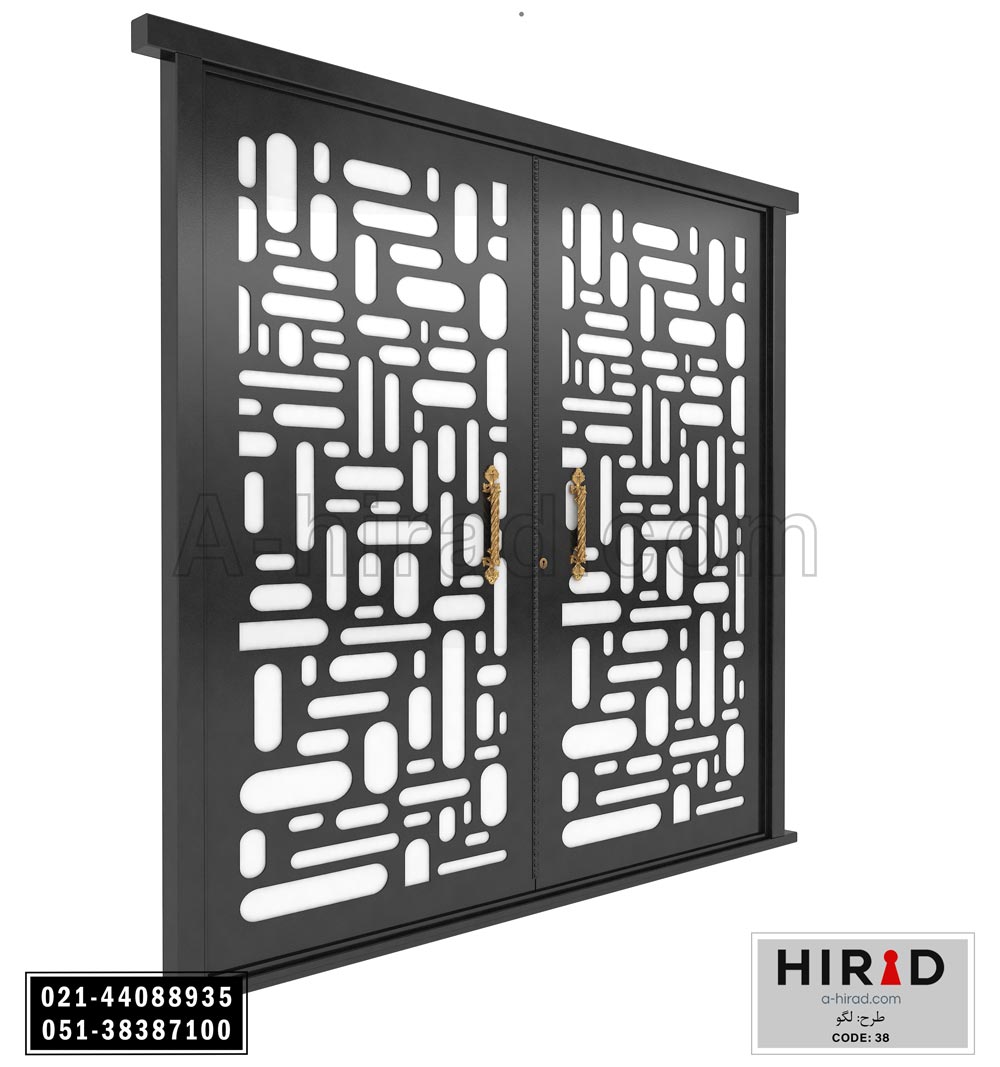 درب فلزی لیزری دولنگه هیراد طرح لگوکد 2038 عرض 265 ارتفاع 223 